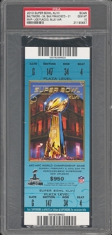 2013 Super Bowl XLVII Full Ticket, Blue Variation - PSA GEM MT 10